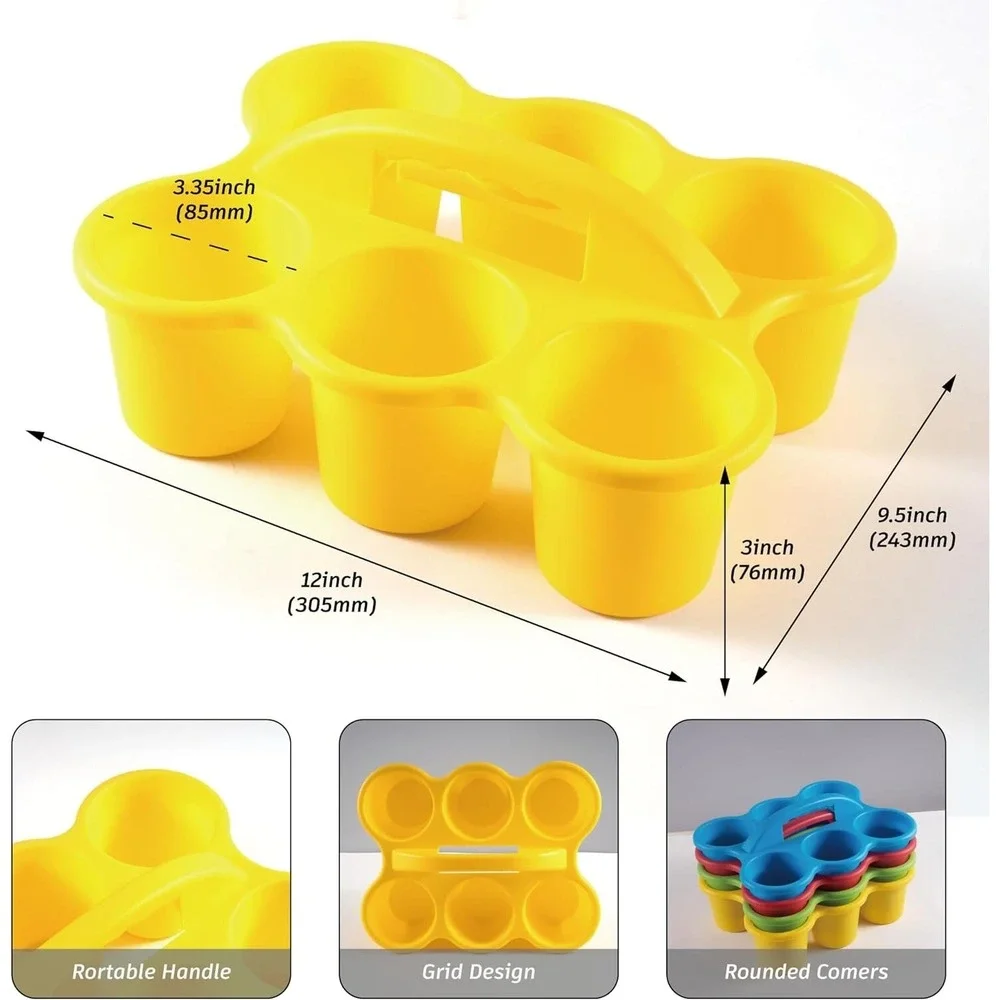 Cup / Beer / Drink Caddy w/Handle Picnics, Beach, Office, Home &UBER Eats YELLOW